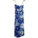 Farm Rio  NWT Women’s Size L Blue White Tropical Groove Cutout Detail Midi Dress Photo 8
