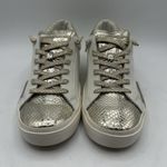 DOLCE VITA Zina Leather Sneaker Women's Size 7.5 White/Gold White Photo 5