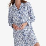 The Company Store Nightshirt Small Cottagecore Button Front Cotton Nightgown Blue Photo 0