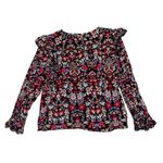 Loft multicolor floral embroidered scallop hem blouse women’s size large Photo 1