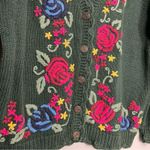 Pendleton  Vintage Embroidered Floral Rose Cardigan Knit Green Sweater Women’s 1X Photo 2