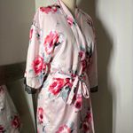 Apt. 9  Satin Pink and Red Floral Kimono Robe Photo 12