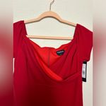 Bebe NWT  Lipstick Red Bodycon Cap Sleeve Wrap Front Stretch Sheath Dress 12 Photo 3