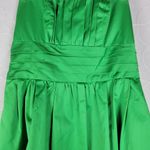 David's Bridal  Green Cotton Satin Mini Strapless Ruched Bridesmaid Dress Size 4 Photo 8