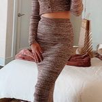 Cable Knit Sweater Skirt Brown Size M Photo 1