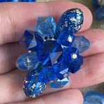 Vintage W Germany 1960s four strand blue resin beads necklace clip earrings set Photo 2