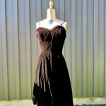 1950s Vintage Black Velvet Circle Skirt Dress Size M Photo 2