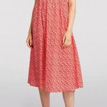 Solid & Striped  Willow Floral Midi Dress Smocked Candy Red Watermelon Large L Photo 2