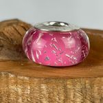 Chamilia Glitter Collection Pink Silver Murano Glass Inclusions Charm Bead NEW Photo 3
