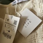 ZARA NWT CABLE KNIT RUFFLED TOP IVORY LARGE BOHEMIAN Photo 7