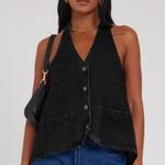 NWOT Halter Denim Vest Top – Open Back, V Photo 2