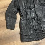 Vtg IOU leather toggle zipper black leather jacket size 6 bikercore fall mobwife Photo 3