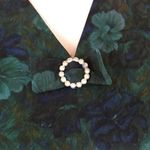 Vintage 60s Carrie Walker Faux 2 Piece Dress Forest Green Navy Floral Bows M L Size M Photo 9