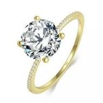 Sterling Silver SIZE 8 18kt Gold Plated 925  3Ct Engagement Wedding Ring Photo 0