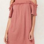 LC Lauren Conrad Lauren Conrad Womens Cold Shoulder Ruffle Trimmed Knit Dress Size XXL Pink Photo 0