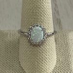 Sterling Silver Oval White Opal CZ Ring Size 10 Photo 0