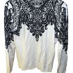 Josephine Chaus  ecru and black boho print light weight cardigan size medium Photo 4