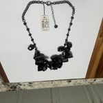 Talbots NWT $69 Signed T - Statement Costume Necklace Gunmetal / Black Bead Photo 7