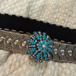 Vintage turquoise belt Blue Size L Photo 2