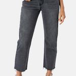 Adika Black Frayed Straight Mom Jeans Photo 0