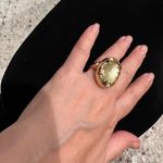 House of Harlow Statement Cocktail Ring gold tone and pale yellow stone, size 7 Photo 5