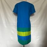 Papell 100% Silk Shift Womens Dress Sz 4P Artsy Bright Colorblock 60s Inspired Blue Photo 11