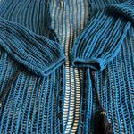 Free People  Lattice Open Front Crochet Duster Cardigan Teal Blue Size M NWT Photo 6