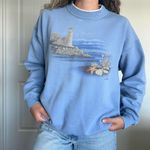 Vintage Blue Lighthouse Beach Crewneck Pullover Size M Photo 0