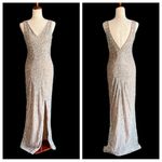 Monash Apparels Sequined Evening Gown With Side Slit Silver Size M Photo 1