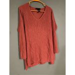 Joan Vass  Knit Oversized Comfort Cozy V Neck Sweater Salmon Modal Blends M Photo 1