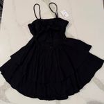 Halara  NWT Backless Tie Back Tiered Ruffle Flowy Mini Dress Women's Medium Black Photo 3