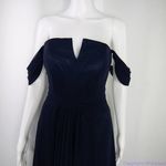 AQUA NEW  Off-the-shoulder center notch‎ Chiffon Gown In Navy, size 2 Photo 4