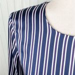 Banana Republic  Navy Blue PJ Stripe Asymmetrical Draped Satiny Shift Dress Sz 6 Photo 6