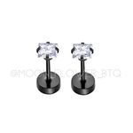 Tiny Black Square CZ Flat Back Earrings Photo 5