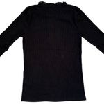 J.Crew EUC Ruffle Collar Ribbed Long Sleeve Top Black Size Small Photo 5