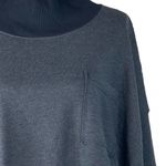 Free People Large Rae Pullover Sweatshirt Mock Neck Stretch Dolman Sleeves Blue Photo 1