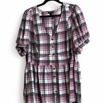 Torrid Blouse Sz 2XL Babydoll Crinkle Flannel Gauze Button Up Short Sleeve Top Photo 4