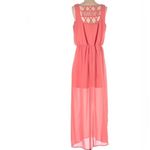 Three Hearts Pink chiffon lattice back maxi dress size medium Photo 3