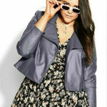 City Chic  Slate Grey Biker Jacket - New - Size 12 Photo 0