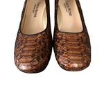 Taryn Rose Italian Snakeskin Leather Block Heel Pumps Square Toe Brown 38N Photo 1