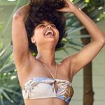 Aerie Keyhole Bandeau Halter Bikini Top Small Women’s Monaco Blue Gold EUC 2356. Photo 0