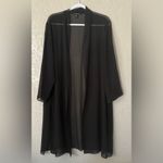Eileen Fisher High Collar Silk Georgette Sheer Kimono Jacket Size L Black Luxe Photo 1