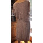Caution to the Wind Brown White Striped Short Sleeve Belted Dress Large Photo 5