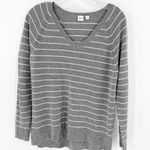 Gap  Gray Striped Wool Blend V-Neck Pullover Sweater Women's Size Medium Photo 0