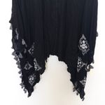 st. john's bay Womens Kimono One Size Black Boho Embroidered Tassel Hem Witchy Photo 2