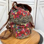 Bongo Leopard Print Multicolor Canvas Backpack Brown Multi Photo 2