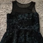 Elegant Black and Teal Dress with Lace Overlay Size L Photo 3