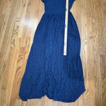 Matilda Jane  Navy Blue Marled Knit Maxi Dress Cap Sleeve Button Detail M Photo 4