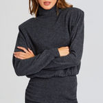 Ser.o.ya Alexandria Sweater Dress Large Gray Turtleneck Blouson Long Sleeve Photo 0