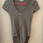 EXPRESS One Eleven Ribbed Green Bodysuit Photo 0